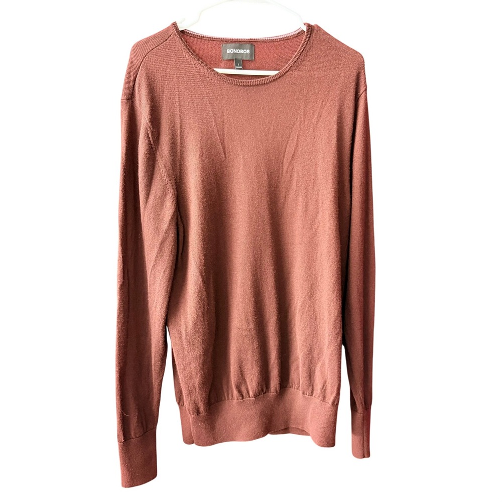 Bonobos Mens Extra Fine Merino Wool Crewneck Sweater‎ Mahogany Brown Large